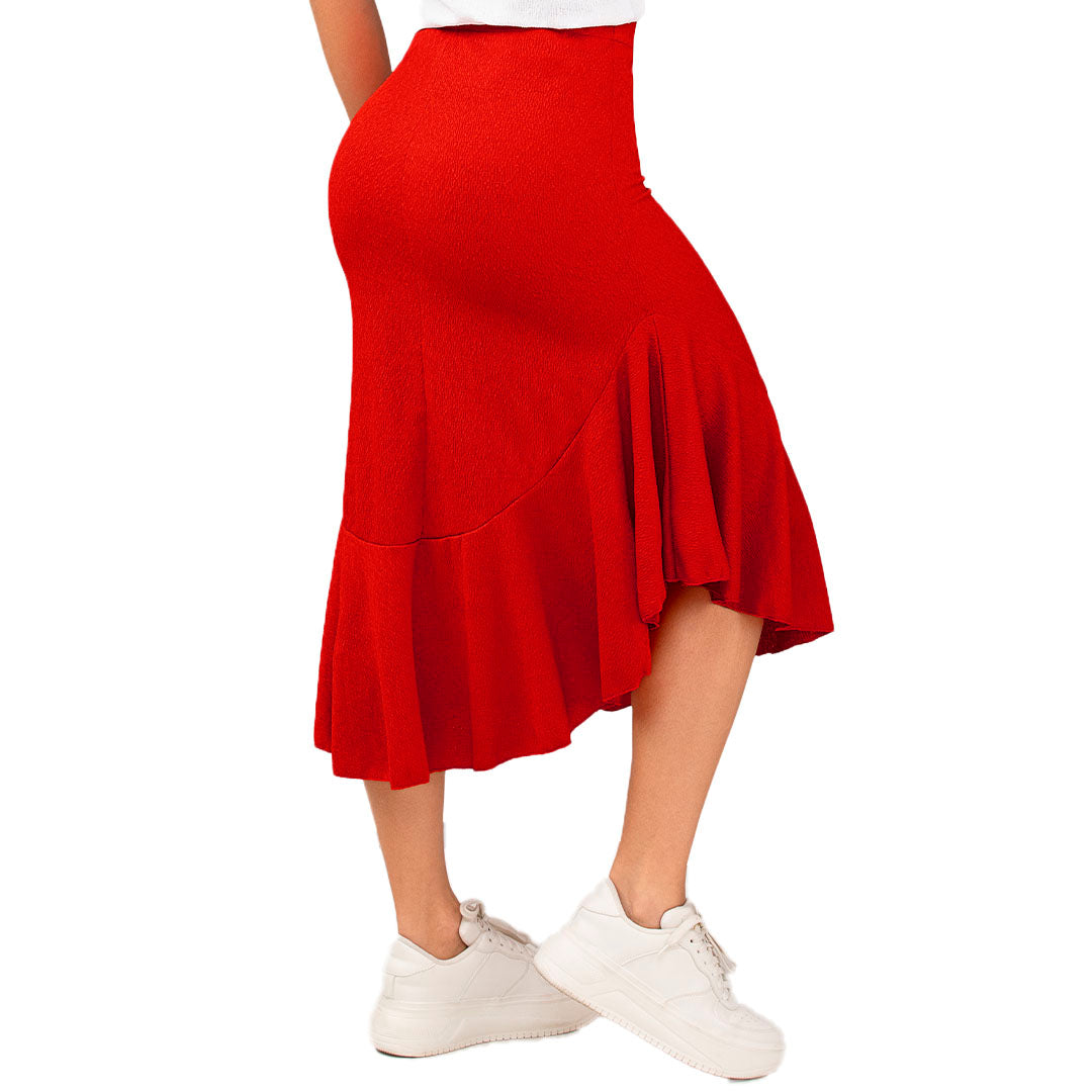 FALDA EN TEJIDO DE PUNTO CON TEXTURA, SILUETA SEMIAJUSTADA