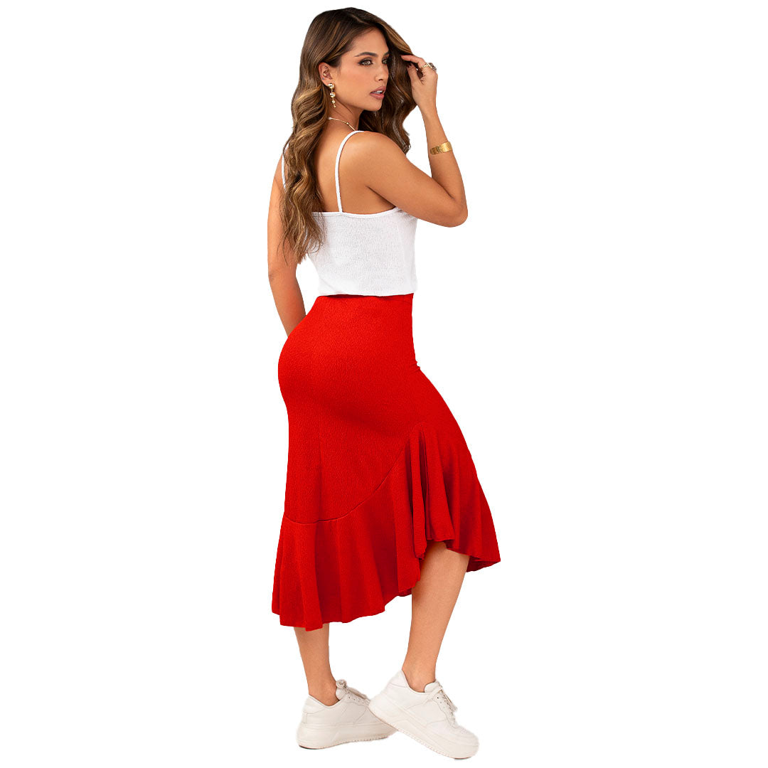 FALDA EN TEJIDO DE PUNTO CON TEXTURA, SILUETA SEMIAJUSTADA