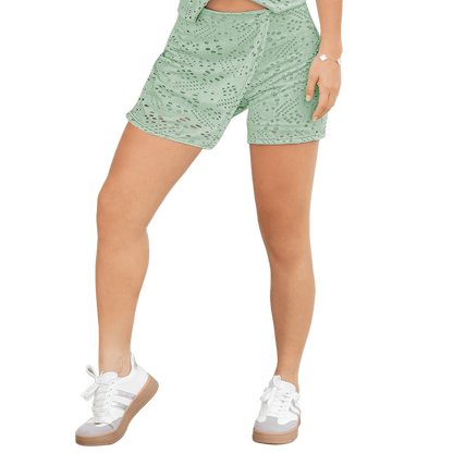 Falda Short En Ojalillo Tejido De Punto