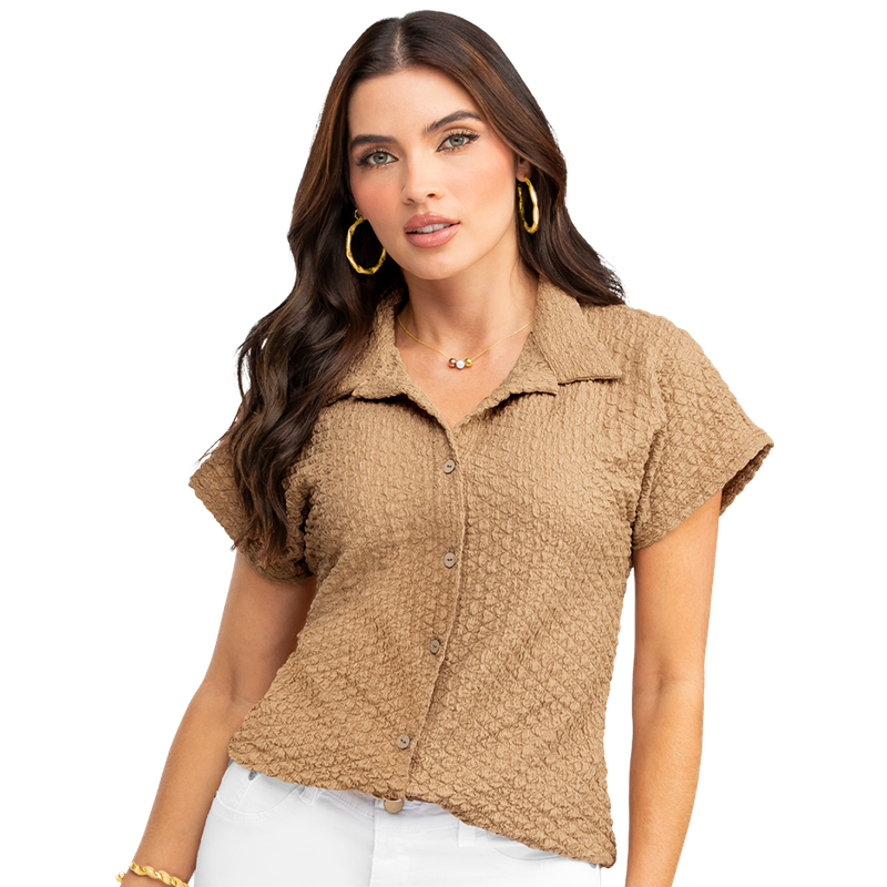 Camisa En Tejido De Punto Con Textura