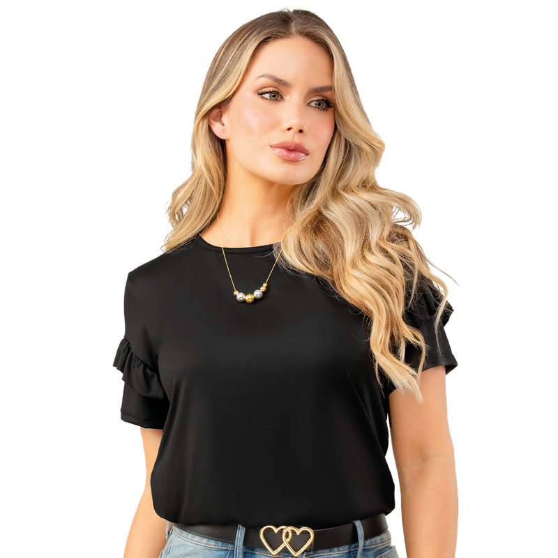 Blusa Poliester Spandex Semiajustada