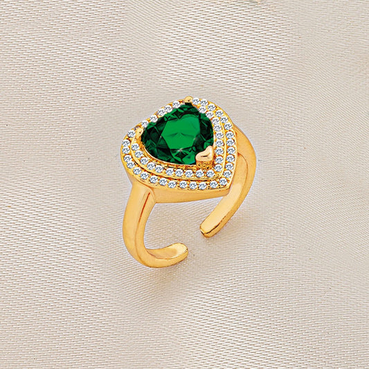 anillo cover gold, ajustable     verde -